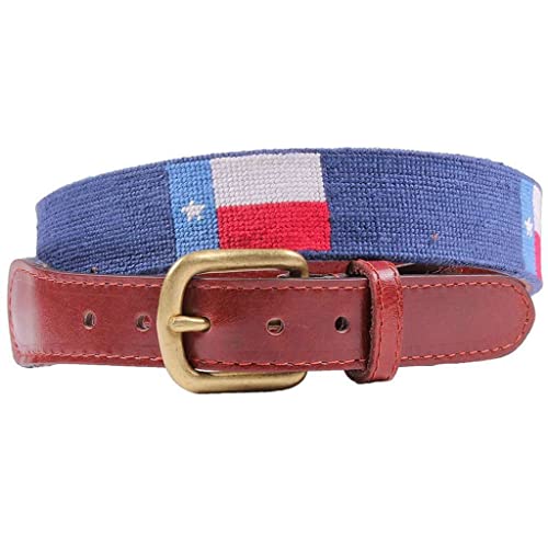 Texas Flag Needlepoint Belt in Blue by Smathers & Branson