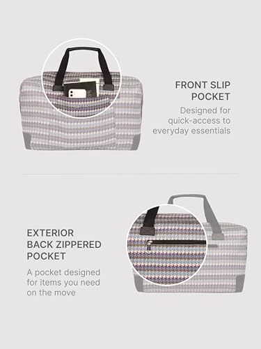 Image of ZOUK Collapsible Duffle Bag for Men and Women | Lightweight Foldable Travel Duffel Bag | Vegan Leather & Handcrafted Fabric | Water-Resistant Lining | 33L Weekend & Short Trip Bag | Bombay Houndstooth