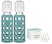 Lifefactory Glass Baby Bottle 2 pack 9oz and 2-3 Stage Nipple for 6+ months (Kale)