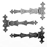 Kit de 3 pièces charnières fer forgé effet rustique vintage vintage décoratif effet vieilli rustique antique. Structure horizontale charnière en fer forgé.
