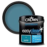 Pintura multisuperficie de emulsión CROWN Easyclean de 2,5 l con MOLDE+ que se puede utilizar en paredes, techos, madera y metal. Fórmula resistente a las manchas y al frotamiento, verde azulado