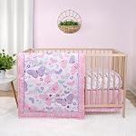 The Peanutshell 3 Ensemble de literie pour bébé en pièces pour filles - Nouveau-né, nourrisson & Ensemble de lit pour nourrisson avec feuille de lit encastrée, consolateur à volants de poussière - Chanson de papillon