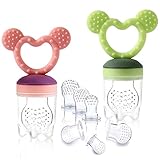 Gedebey Baby Food Feeder Fruit Pacifier – (2 Pack) Fresh Food Fruit Feeding Teether for Toddler...