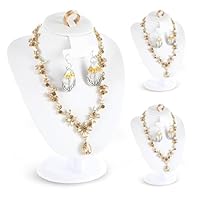 mekueeex 3 Pcs white Velvet Jewelry Display Necklace Earrings Ring Display Stand Jewelry Bust/mannequin for Selling and Shows