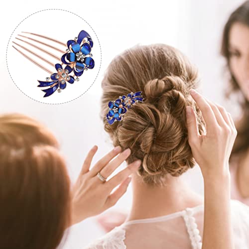 Kallory Flower Rhinestone Hair Comb, Crystal Bridal Hair Side Comb Clip Vintage Wedding Hair Piece For Women Girls (Blue) #TOP7