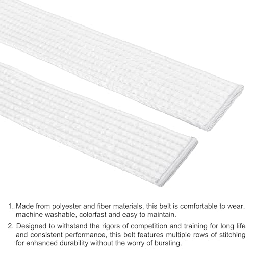 PATIKIL Taekwondo Colored Ranking Belts, 3 Pack 1.6\" x6FT Polyester Martial Arts Colored Ranking Belt for Coach Teaching Practice, White - Thumbnail 3