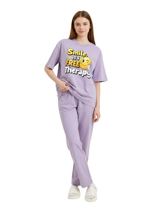 Image of My Swag Women Night Suit Cotton | Stylish Printed T-Shirt Pajama Set | Comfortable Sleepwear, Lounge Wear & Daily Home Wear | Plus Size
