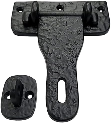 Adonai Hardware 5 Inch "Pekod" Antique Cast Iron Hasp and Staple for Chest/Trunks - Matte Black Powder Coated