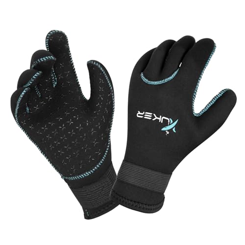 XUKER Kids 3mm Neoprene Wetsuit Gloves - Thermal Warmth for Diving, Scuba, Snorkeling, Kayaking & Swimming - Youth Water Sports Gloves(Black, XL)