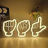ASL Neon Sign for Wall Decor Sign Language Neon Light Sign ASL Dimmable Teacher Led Sign for Teacher ASL Gifts Back To School Light Up Sign for Background Classroom Bedroom Home Office