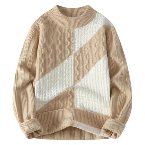 Men's Winter Casual Loose Pullovers Men O-Neck Vitality Patchwork Knitted Sweaters