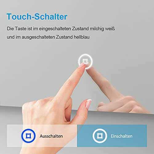 Badkamerspiegel met verlichting 80 x 60 cm LED badkamerspiegel 3 lichtkleuren warm wit/neutraal / koud wit dimbaar 3000… - Afbeelding 4