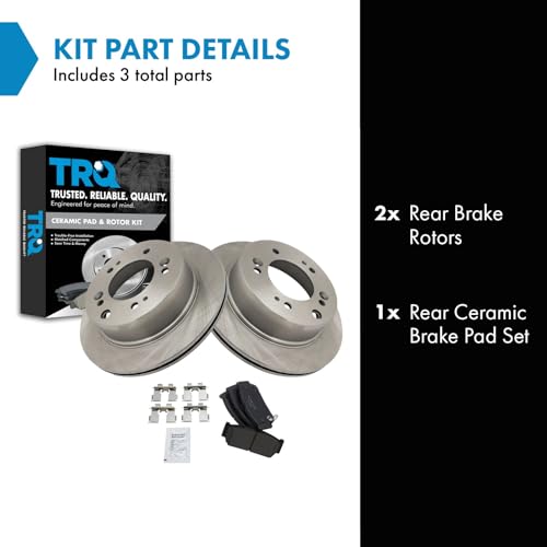 Image of TRQ Rear Brake Pad and Rotor Set Ceramic Vented Rotors