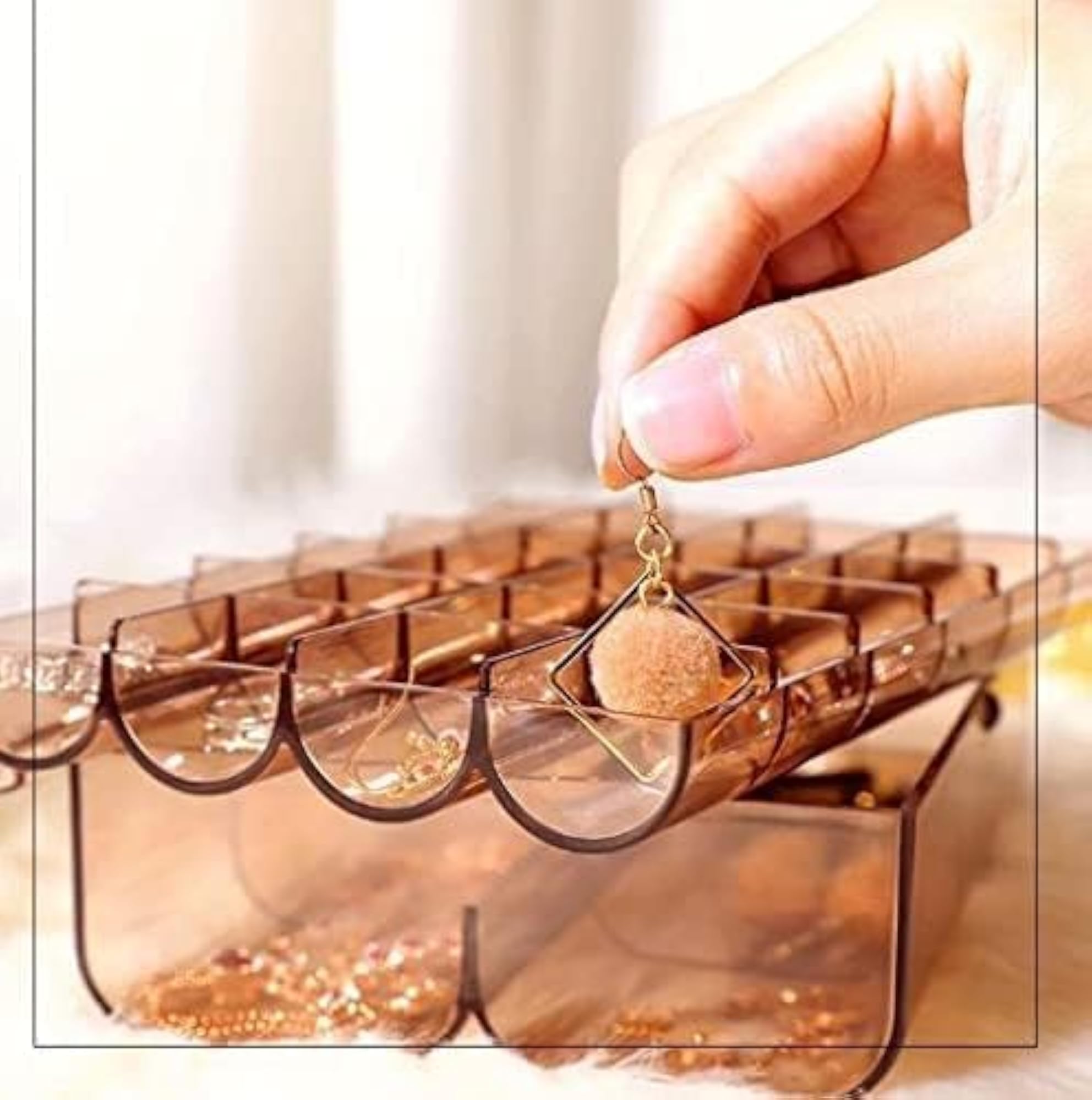 2 Layer Acrylic Jewelry Storage Box, Grid Box Organizer
