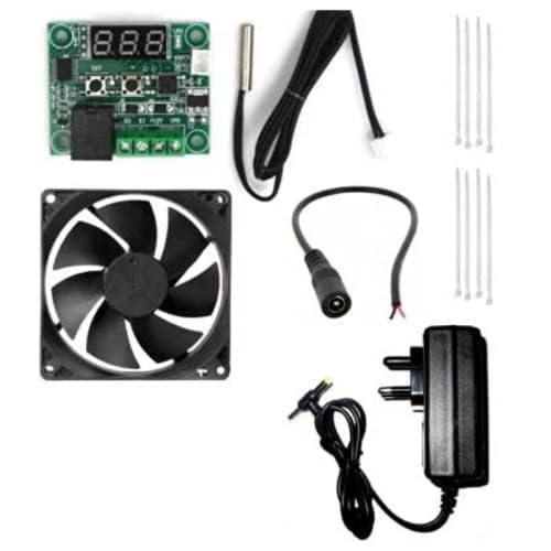 SP Electron Combo for DIY Incubator, W1209 Thermostat + 12v 2Amp Adapter + 2 Piece 3 inch fan + 8 Pieces Ties 10” Inch + 1 DC Female Connector For Diy Incubator Temperature Sensor-image-23