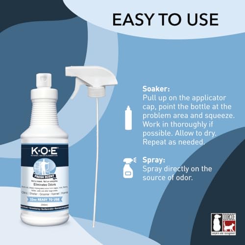 Image of Odorcide K.O.E Kennel Odor Eliminator Fresh Scent Ready to Use Spray - For Cages, Runs & More - For Home & Kennel w /Safe, Non-Enzymatic Formula