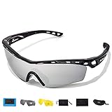 BATFOX Polarisierte Sonnenbrillen Fahrradbrille für Sportbrille Fahrrad Baseball Skifahren Sport Brille Herren Damen Junior mit Wechselobjektiven unzerbrechlichem Rahmen 100% UV400 Schutz