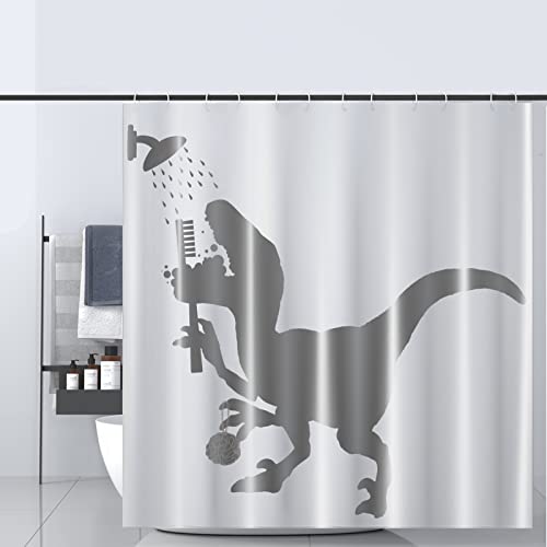 Cortina de ducha divertida con diseño de dinosaurio que tiene una ducha, decoración del hogar, accesorios de baño decorativos