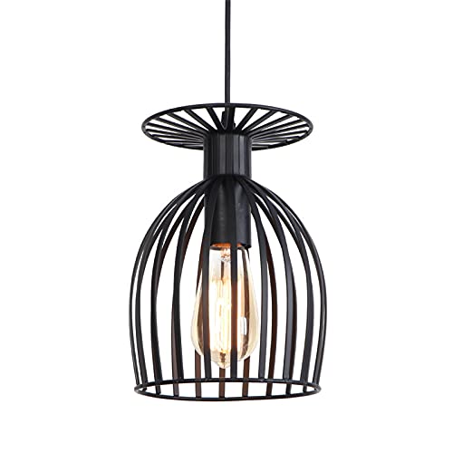 Lámpara de Sombra de Jaula de Metal HNVBDOPAE Luces Colgantes con Cable Ajustable Negro