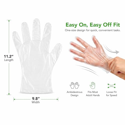 Image of ForPro Disposable Poly Plastic Gloves, Food-Grade, BPA /Latex /Powder-Free, Lightweight, One Size, Ideal For Cooking