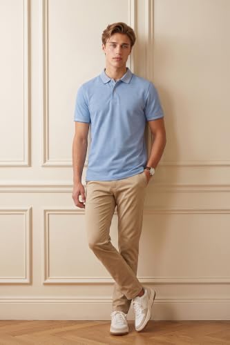 Image of Peter England Men's Premium Branded Regular Fit Half Sleeve Polo T-Shirt | Cotton Rich | Birds Eye Interlock Weave| No Pocket