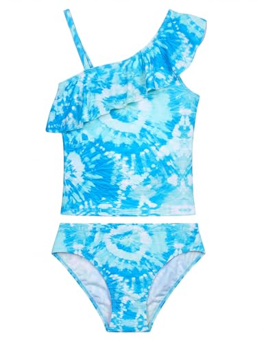 Image of Girls Tankini Swimsuit Two Piece Bathing Suit Colorful Toddler Kids Ruffle Swimwear Adjustable Strap Summer Beach