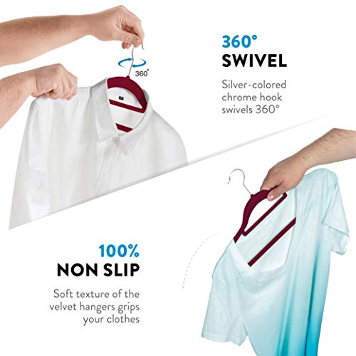 image for Zober Velvet Hangers 20 Pack - Clothes Hanger W/Tie Bar - Non-Slip, Sw