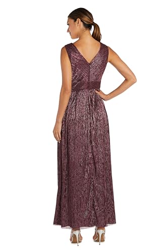 Image of R&M Richards Women's Sleeveless Maxi Dress - V-Neck Pleated Long Formal Gown W /Rhinestone Trim - Party & Cocktail Attire