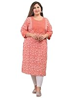Women Floral Print Pure Cotton Plus Size Straight Kurta (Dark Blue) (56) (54)