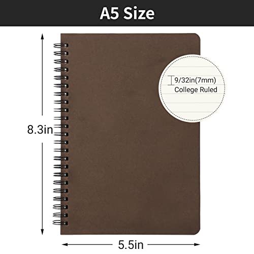 Eusoar Spiral Lined Notebook, A5 6 Packs 5.5"X8.3" 120 Pages Lined Travel Writing Notebooks Journal, Memo Notepad Sketchbook, Students College Office Business Subject Diary Ruled Book-3 Colors #TOP1