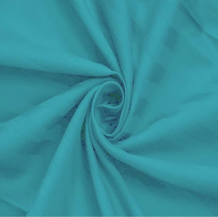 Image of Single Striped Aqua Blue Bedsheet (60 inchx90 inch) with Pillow Cover(18 inch X 28 inch) for Home-Hotel-Guest House-Hostel - Soft, Elegant Microfiber for Ultimate Comfort