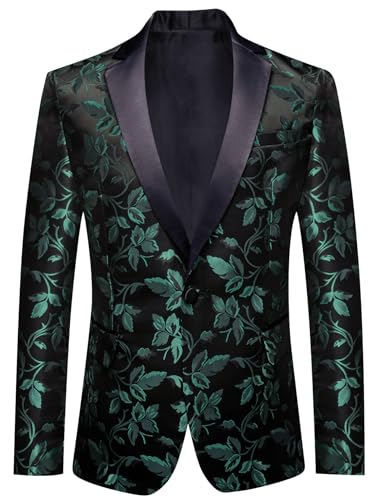 Image of Barry. Wang Men's Sport Coats & Blazers Flower Suit Jacket 1 Button Paisley Tuxedo Mardi Gras Carnival Parade Gift