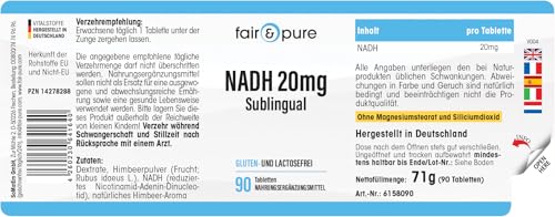 NADH 20mg Fair & Pure - 180 comprimés sublinguaux végans