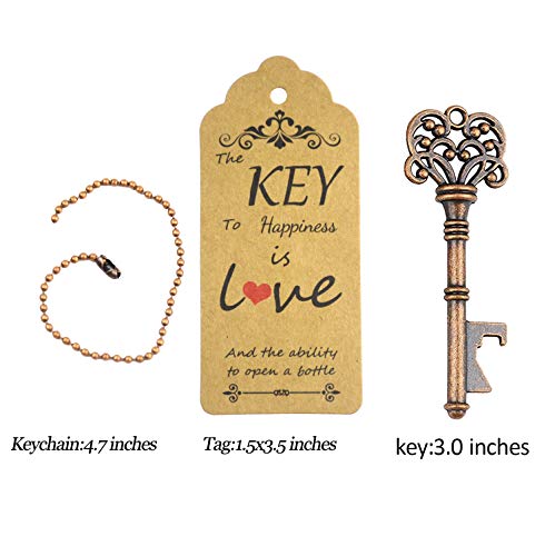 Makhry 52Pcs Key Bottle Opener Wedding Party Favor As Guest Vintage Craft Gift Set With Escort Thank You Tags Card Keychain (Antique Copper) #TOP1