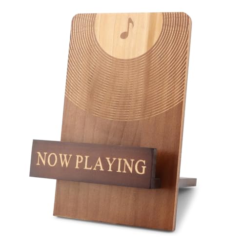 Klomveris Vinyl Record Stand Classic Wood Albums Now Playing Display Vinyl Record Stand Elegant Rustic CDs(COLOR:Brown)