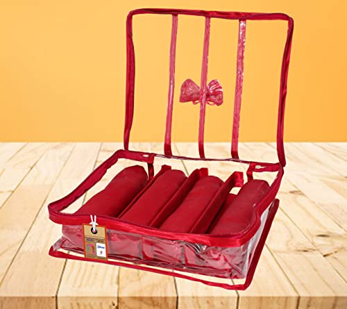 Atorakushonsatin Fabric 4 Rod Bangle Box Organizer For Women Girls Jewellery Pouch Storage Bag Makeup Travel Wardrobe Wedding Set For Bride Maroon #TOP1