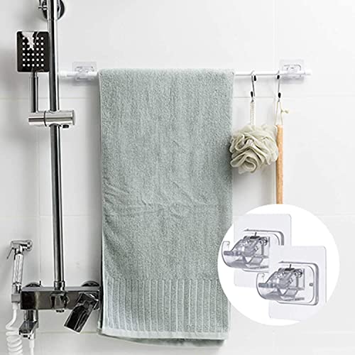 Image of SUNVIBE 8 Pcs Self Adhesive Curtain Rod Holder, Curtains Bracket Crossbar Hook Self Adhesive Rods Hanger, No Drill Brackets Fixing Holders, Drapery Pole & Fixing Rod Holder (Transparent, Pack of 8)