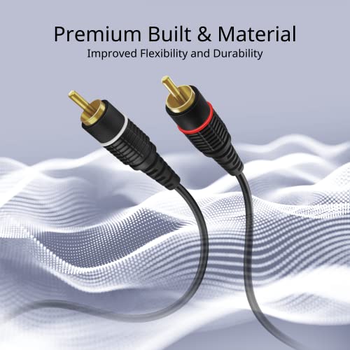 Tnp Products 2Rca Stereo Audio Cable (25 Feet) - Dual Rca Plug M/M 2 Channel (Right And Left) Gold Plated Dual Shielded Rca To Rca Male Connectors Black #TOP2