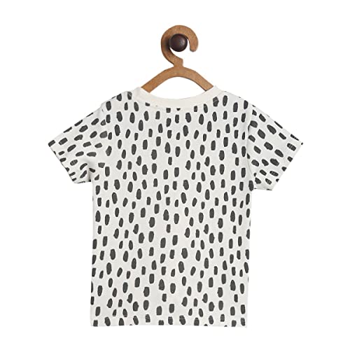 Image of miniklub Boys Black & White Printed T-Shirt With Dungaree