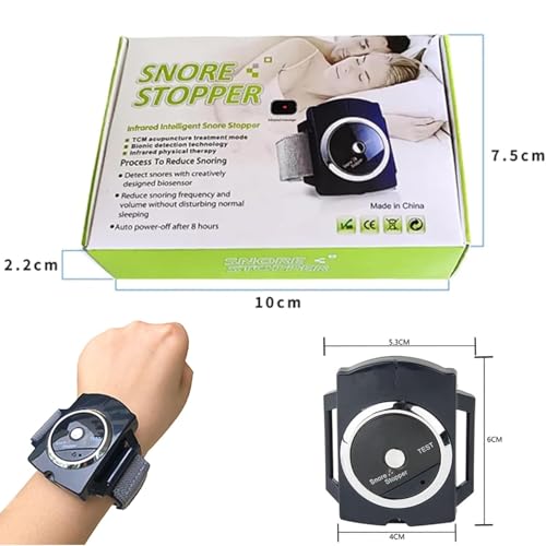 Anti Snoring Wristband Device, Anti Snore Wrist Aid with 7-Speed Intensity Adjustment, Effective Snoring Prevention & Sleep Aid, Improve Nighttime Sleeping for Men & Women