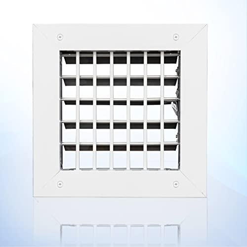 [6 x 6 Duct Hole] Vent Cover. Aluminum Single Deflection Adjustable Air Supply HVAC Sidewall or Ceiling Grille Register with Multi-Shutter Parallel Blade Damper. Blades are Movable [7.6 x 7.6"Face]