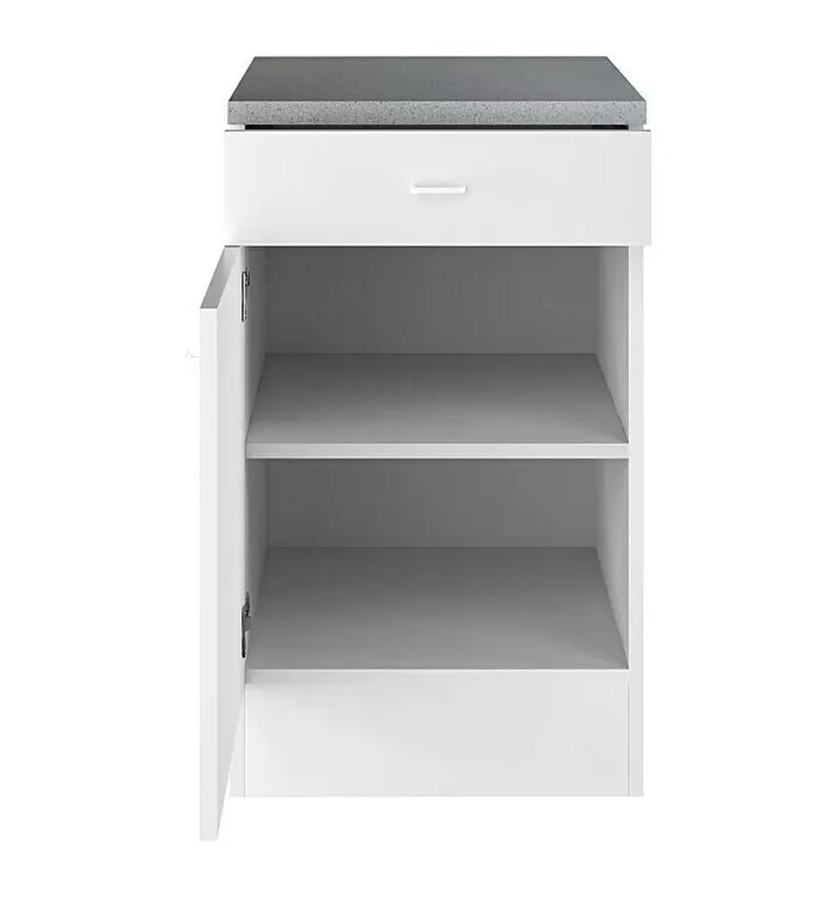 Rapido Küchenunterschrank 50 cm in Weiß – mit Arbeitsplatte