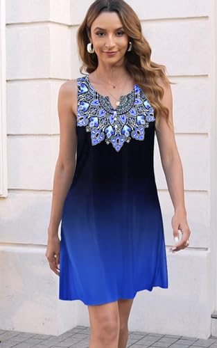 Image of Disamer Sundresses for Women Casual Beach Dress Summer Dress 2024 Casual Floral V Neck Sleeveless Tshirt Dress Loose A-Line Dress, X-Large, Flower28