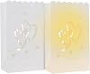 Comfecto 20 pcs White Heart Luminary Bags Outdoor, Reusable Flame Resistant Paper Special Lantern Bag with Cotton Material for Wedding Valentine Engagement Marriage Proposal Decorations