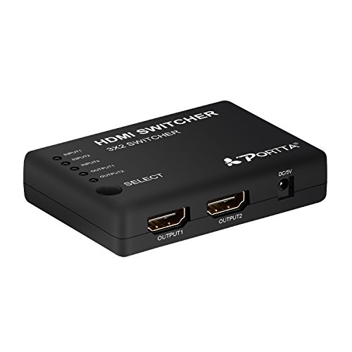 Portta HDMI Matrix Switch Switch Switch Converter 3 x ingangen aan 2 x uitgang V1.3 ondersteunt PS4 DVD HDTV
