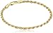 Amazon Essentials Yellow Gold Plated Sterling Silver Diamond-Cut Rope Chain Link Bracelet, 7"