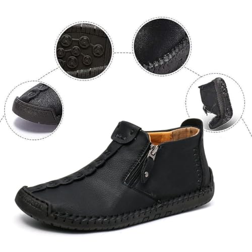 Phanile Mens Shoes, Men's Outdoor Comfy Arch Support Waterproof Walking Shoes, Orthopedic Zipper Casual Handmade Sneakers2