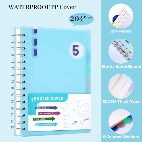 Carnet à spirale de qualité supérieure à couverture rigide bleu format A5