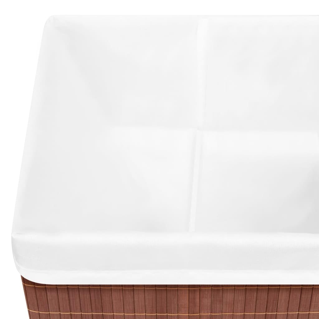 4 Stück faltbare Bambus Aufbewahrungsboxen mit Öse, braun, aus Bambus und gewebtem Stoff, ideal für Schals, Socken und Unterwäsche, platzsparend zusammenfaltbar für Regale