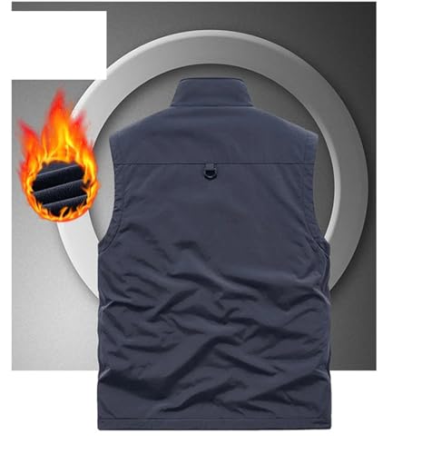 Men Casual Double Sided Fleece Vest Middle And Elderly Multi-Pocket Sleeveless Jacket4
